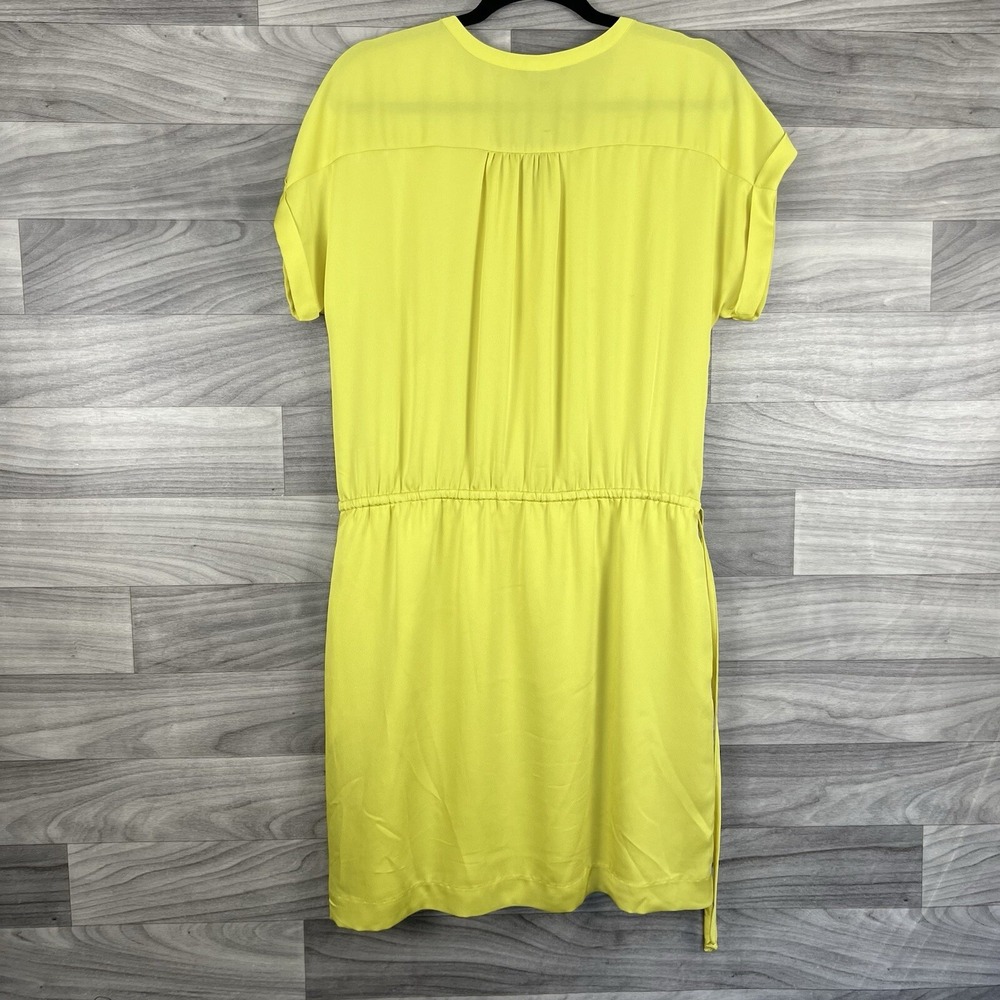 Banana Republic Dress Womens M Yellow Short Sleeve Knee Lenght Bright Tie Waist - Picture 11 of 12